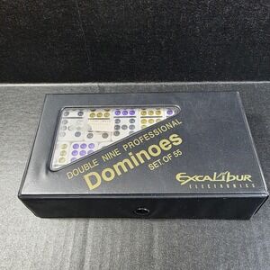 Excalibur Electronics Double Nine Professional Dominoes Set of 55 with Case NEW